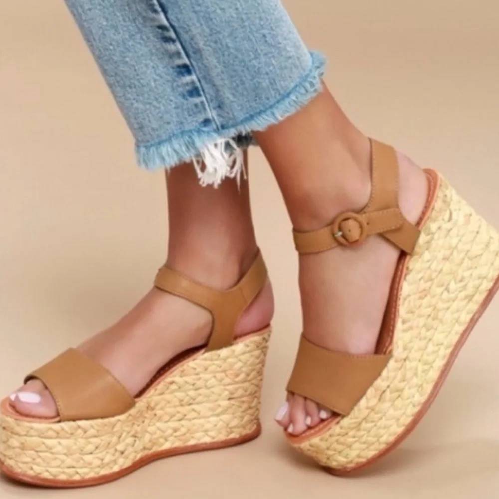 Dolce Vita Platform Leather Espadrille Sandals